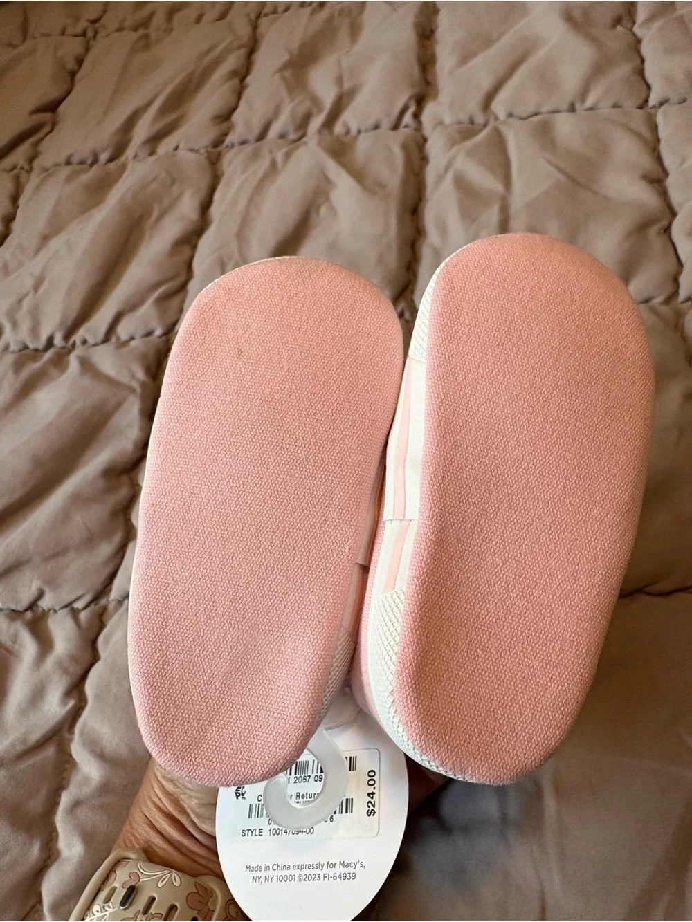 First Impressions Pink Canvas Slip-On Baby Shoes 3-6 months